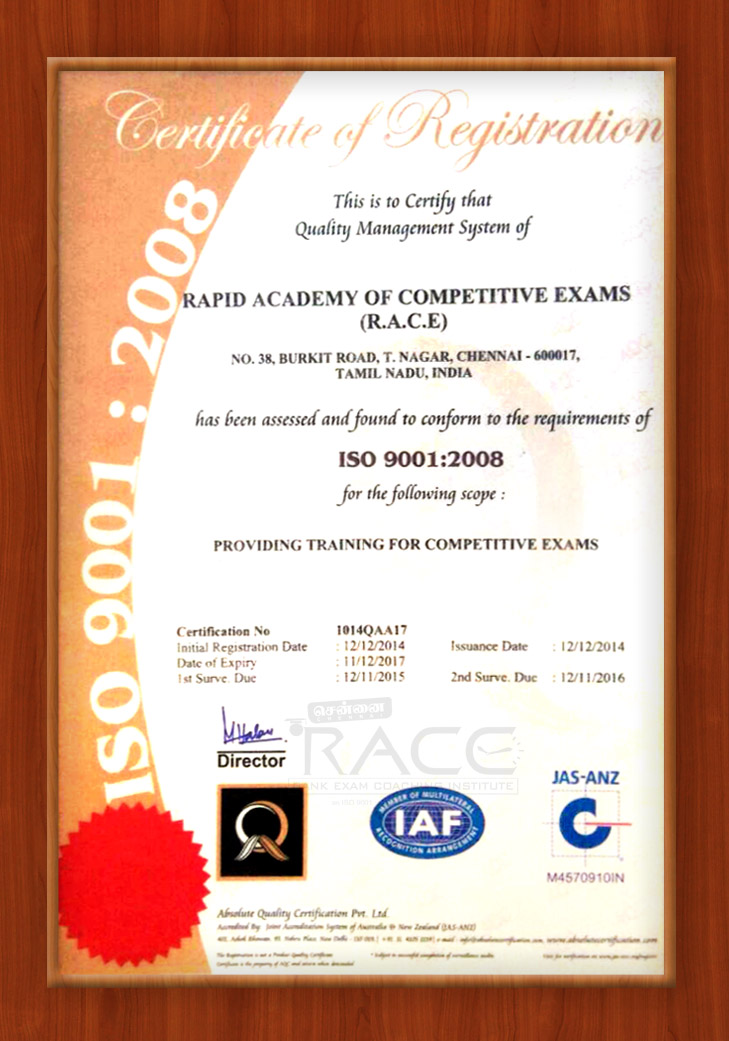 chennai-race-institute-iso-certificate-the-best-coaching-institute-for-bank-and-ssc-exams